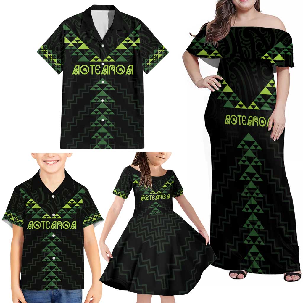 Custom New Zealand Maori Koru Koiri Motif Family Matching Off Shoulder Maxi Dress and Hawaiian Shirt LT9 - Polynesian Pride