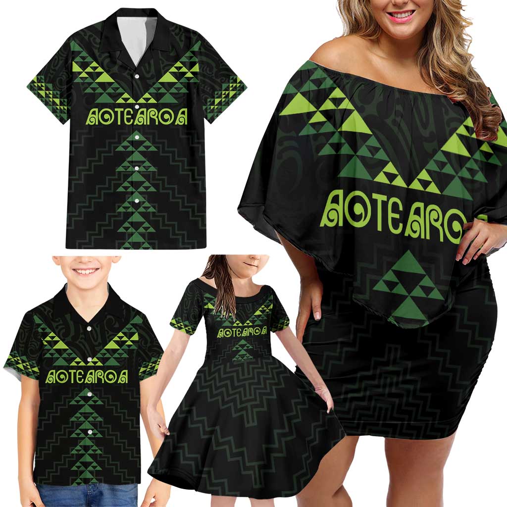 Custom New Zealand Maori Koru Koiri Motif Family Matching Off Shoulder Short Dress and Hawaiian Shirt LT9 - Polynesian Pride