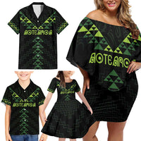 Custom New Zealand Maori Koru Koiri Motif Family Matching Off Shoulder Short Dress and Hawaiian Shirt LT9 - Polynesian Pride
