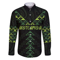 Custom New Zealand Maori Koru Koiri Motif Family Matching Puletasi and Hawaiian Shirt LT9 Dad's Shirt - Long Sleeve Green - Polynesian Pride