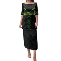 Custom New Zealand Maori Koru Koiri Motif Family Matching Puletasi and Hawaiian Shirt LT9 Mom's Dress Green - Polynesian Pride