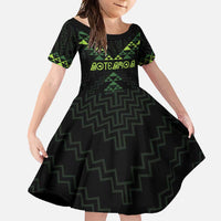 Custom New Zealand Maori Koru Koiri Motif Family Matching Short Sleeve Bodycon Dress and Hawaiian Shirt LT9 Daughter's Dress Green - Polynesian Pride