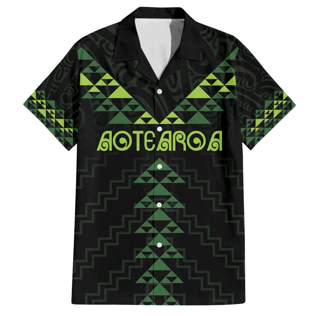 Custom New Zealand Maori Koru Koiri Motif Family Matching Summer Maxi Dress and Hawaiian Shirt LT9 Dad's Shirt - Short Sleeve Green - Polynesian Pride