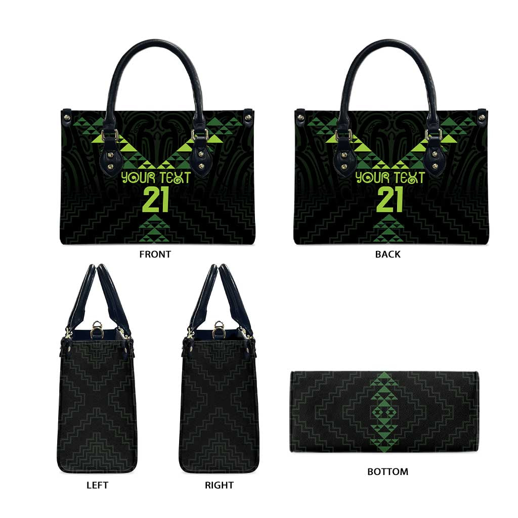 Custom New Zealand Maori Koru Koiri Motif Leather Bag - Polynesian Pride