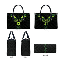 Custom New Zealand Maori Koru Koiri Motif Leather Bag - Polynesian Pride