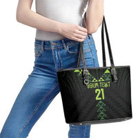Custom New Zealand Maori Koru Koiri Motif Leather Tote Bag