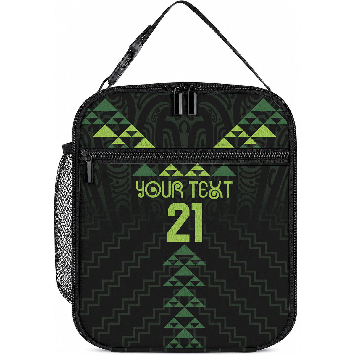 Custom New Zealand Maori Koru Koiri Motif Lunch Bag LT9 10.2 × 8.3 × 4.3 inch Green - Polynesian Pride