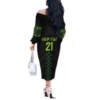 Custom New Zealand Maori Koru Koiri Motif Off The Shoulder Long Sleeve Dress