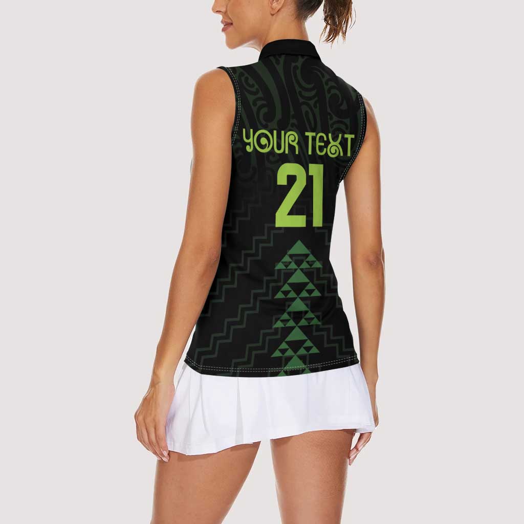 Custom New Zealand Maori Koru Koiri Motif Women Sleeveless Polo Shirt