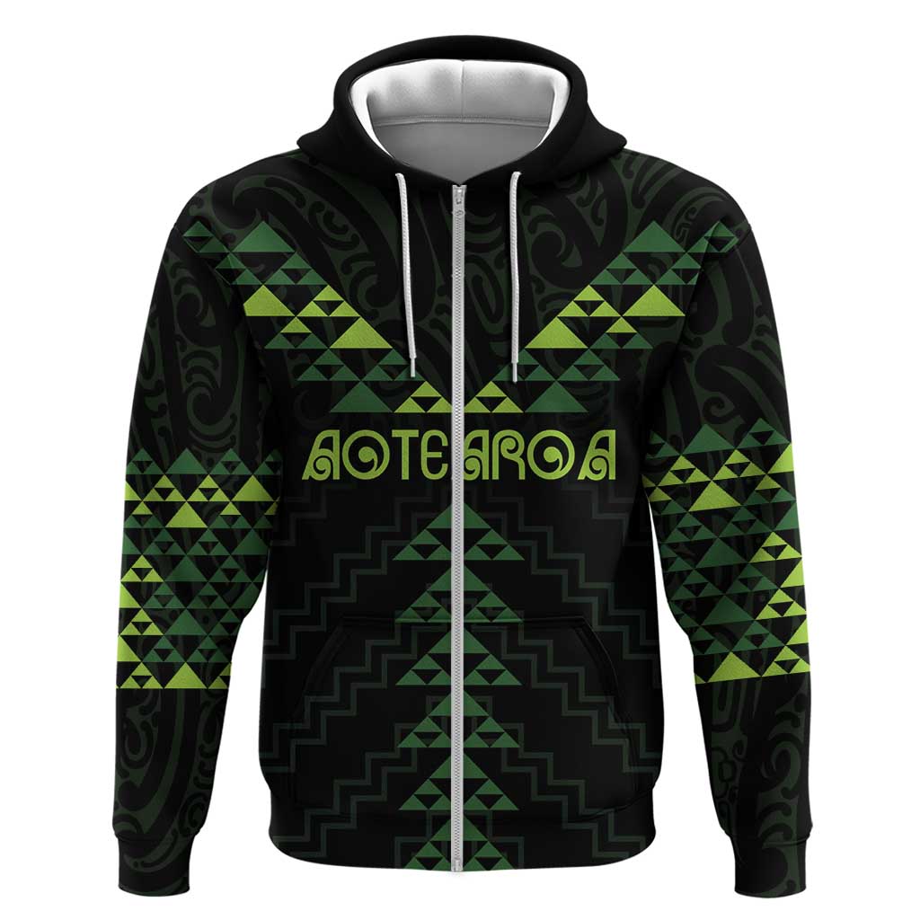 Custom New Zealand Maori Koru Koiri Motif Zip Hoodie LT9 Zip Hoodie Green - Polynesian Pride