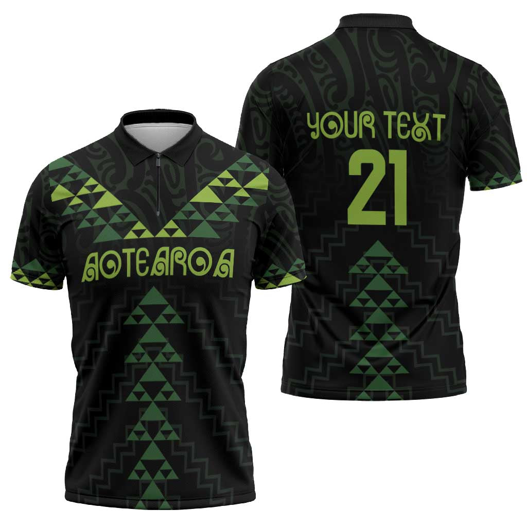 Custom New Zealand Maori Koru Koiri Motif Zipper Polo Shirt LT9 - Polynesian Pride
