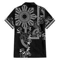 Filipino Sun Tribal Tattoo Family Matching Long Sleeve Bodycon Dress and Hawaiian Shirt Philippines Inspired Barong Simple Black LT9 - Polynesian Pride