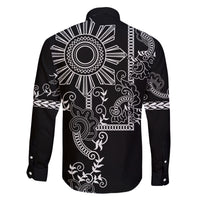 Filipino Sun Tribal Tattoo Family Matching Puletasi and Hawaiian Shirt Philippines Inspired Barong Simple Black LT9 - Polynesian Pride