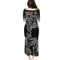 Filipino Sun Tribal Tattoo Family Matching Puletasi and Hawaiian Shirt Philippines Inspired Barong Simple Black LT9 - Polynesian Pride