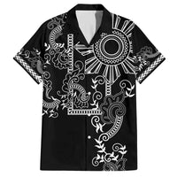 Filipino Sun Tribal Tattoo Family Matching Summer Maxi Dress and Hawaiian Shirt Philippines Inspired Barong Simple Black LT9 Dad's Shirt - Short Sleeve Black - Polynesian Pride