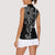 Filipino Sun Tribal Tattoo Women Sleeveless Polo Shirt Philippines Inspired Barong Simple Black