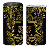 Filipino Sun Tribal Tattoo 4 in 1 Can Cooler Tumbler Philippines Inspired Barong Simple Gold LT9 One Size: 16 oz Black - Polynesian Pride