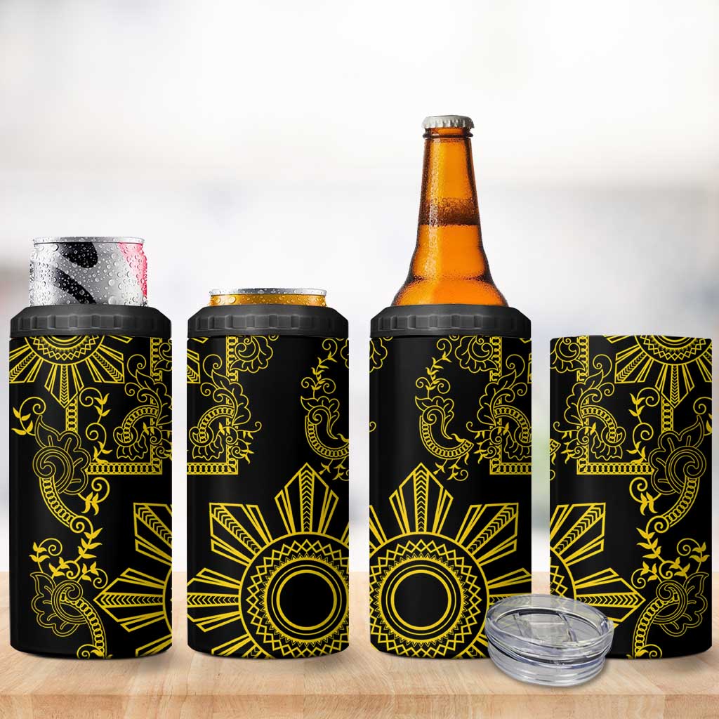 Filipino Sun Tribal Tattoo 4 in 1 Can Cooler Tumbler Philippines Inspired Barong Simple Gold LT9 - Polynesian Pride