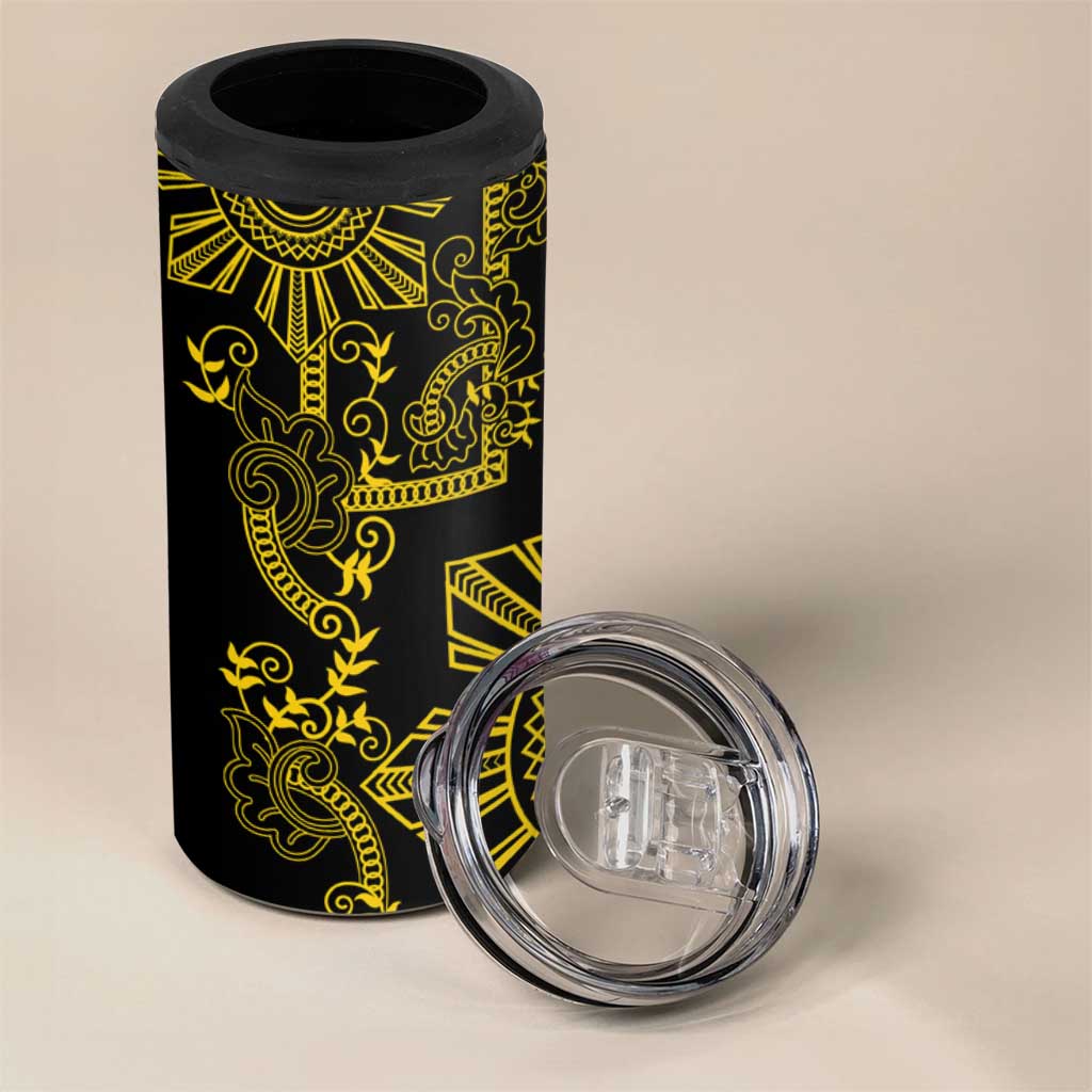 Filipino Sun Tribal Tattoo 4 in 1 Can Cooler Tumbler Philippines Inspired Barong Simple Gold LT9 - Polynesian Pride