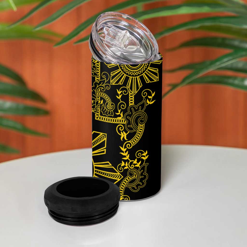 Filipino Sun Tribal Tattoo 4 in 1 Can Cooler Tumbler Philippines Inspired Barong Simple Gold LT9 - Polynesian Pride