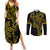 Filipino Sun Tribal Tattoo Couples Matching Summer Maxi Dress and Long Sleeve Button Shirt Philippines Inspired Barong Simple Gold