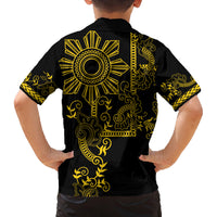Filipino Sun Tribal Tattoo Family Matching Puletasi and Hawaiian Shirt Philippines Inspired Barong Simple Gold LT9 - Polynesian Pride