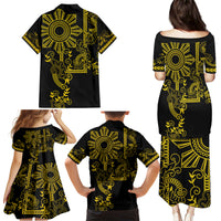 Filipino Sun Tribal Tattoo Family Matching Puletasi and Hawaiian Shirt Philippines Inspired Barong Simple Gold LT9 - Polynesian Pride