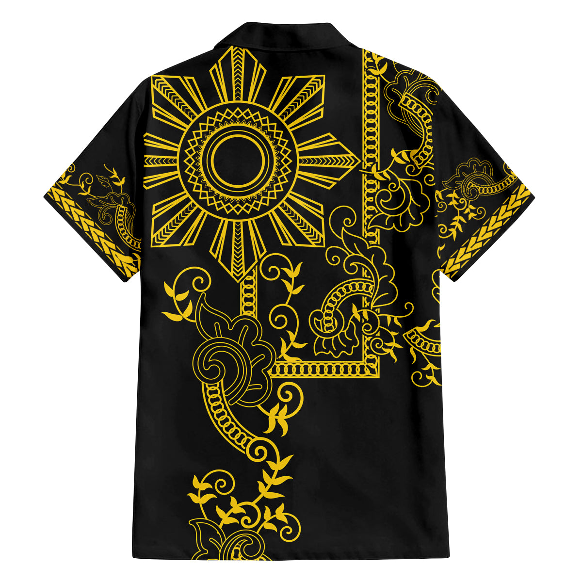 Filipino Sun Tribal Tattoo Family Matching Puletasi and Hawaiian Shirt Philippines Inspired Barong Simple Gold LT9 - Polynesian Pride