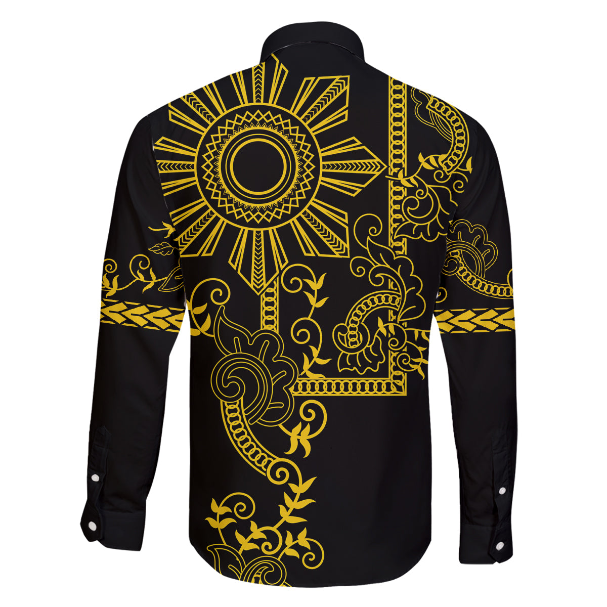 Filipino Sun Tribal Tattoo Family Matching Puletasi and Hawaiian Shirt Philippines Inspired Barong Simple Gold LT9 - Polynesian Pride