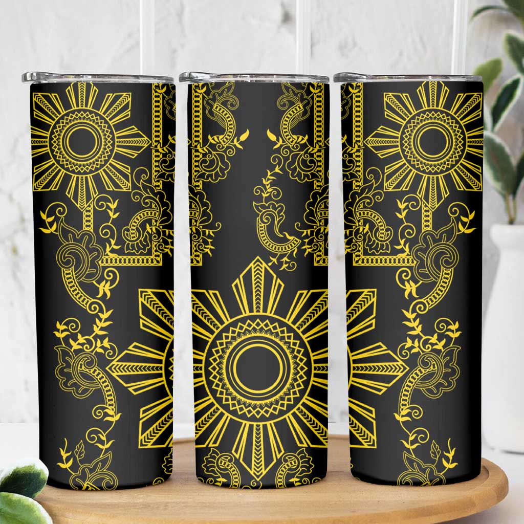 Filipino Sun Tribal Tattoo Skinny Tumbler Philippines Inspired Barong Simple Gold LT9 - Polynesian Pride