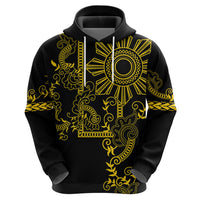 Filipino Sun Tribal Tattoo Zip Hoodie Philippines Inspired Barong Simple Gold