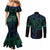 Filipino Sun Tribal Tattoo Couples Matching Mermaid Dress and Long Sleeve Button Shirt Philippines Inspired Barong Blue Art