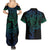 Filipino Sun Tribal Tattoo Couples Matching Summer Maxi Dress and Hawaiian Shirt Philippines Inspired Barong Blue Art