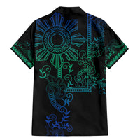 Filipino Sun Tribal Tattoo Family Matching Mermaid Dress and Hawaiian Shirt Philippines Inspired Barong Blue Art LT9 - Polynesian Pride