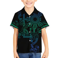 Filipino Sun Tribal Tattoo Hawaiian Shirt Philippines Inspired Barong Blue Art