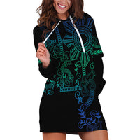 Filipino Sun Tribal Tattoo Hoodie Dress Philippines Inspired Barong Blue Art LT9 Blue - Polynesian Pride