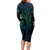 Filipino Sun Tribal Tattoo Long Sleeve Bodycon Dress Philippines Inspired Barong Blue Art