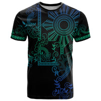 Filipino Sun Tribal Tattoo T Shirt Philippines Inspired Barong Blue Art
