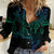 Filipino Sun Tribal Tattoo Women Casual Shirt Philippines Inspired Barong Blue Art