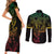 Filipino Sun Tribal Tattoo Couples Matching Short Sleeve Bodycon Dress and Long Sleeve Button Shirt Philippines Inspired Barong Reggae Art