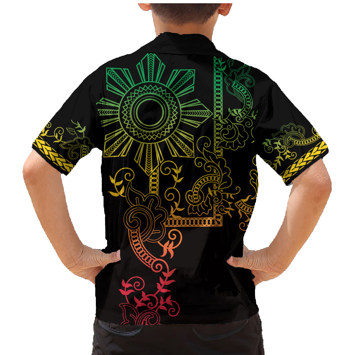 Filipino Sun Tribal Tattoo Family Matching Mermaid Dress and Hawaiian Shirt Philippines Inspired Barong Reggae Art LT9 - Polynesian Pride