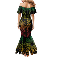 Filipino Sun Tribal Tattoo Family Matching Mermaid Dress and Hawaiian Shirt Philippines Inspired Barong Reggae Art LT9 - Polynesian Pride