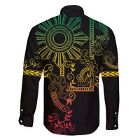 Filipino Sun Tribal Tattoo Family Matching Off Shoulder Maxi Dress and Hawaiian Shirt Philippines Inspired Barong Reggae Art LT9 - Polynesian Pride