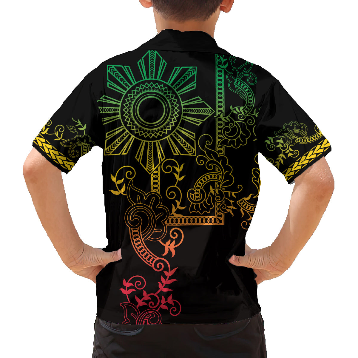 Filipino Sun Tribal Tattoo Family Matching Puletasi and Hawaiian Shirt Philippines Inspired Barong Reggae Art LT9 - Polynesian Pride