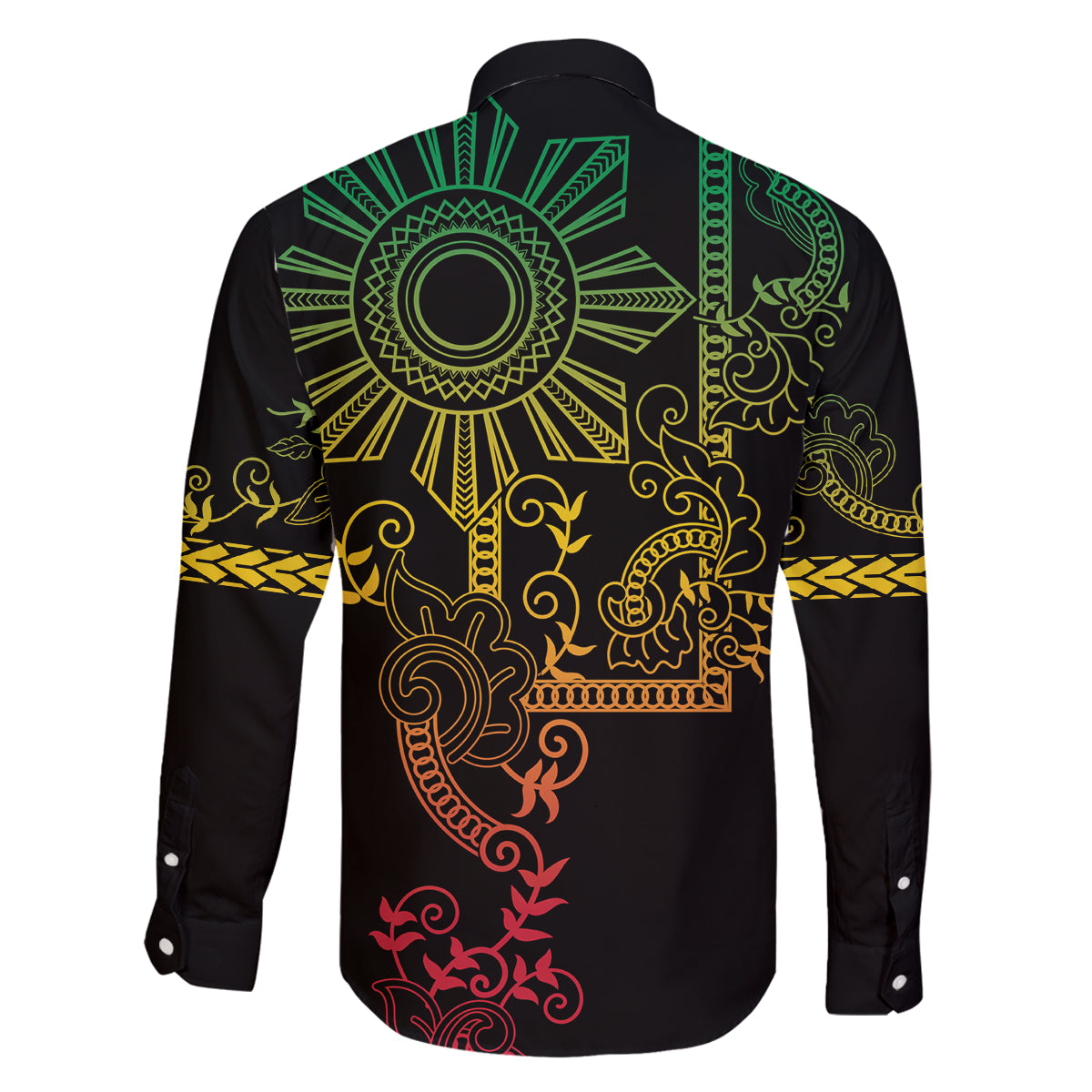 Filipino Sun Tribal Tattoo Family Matching Tank Maxi Dress and Hawaiian Shirt Philippines Inspired Barong Reggae Art LT9 - Polynesian Pride