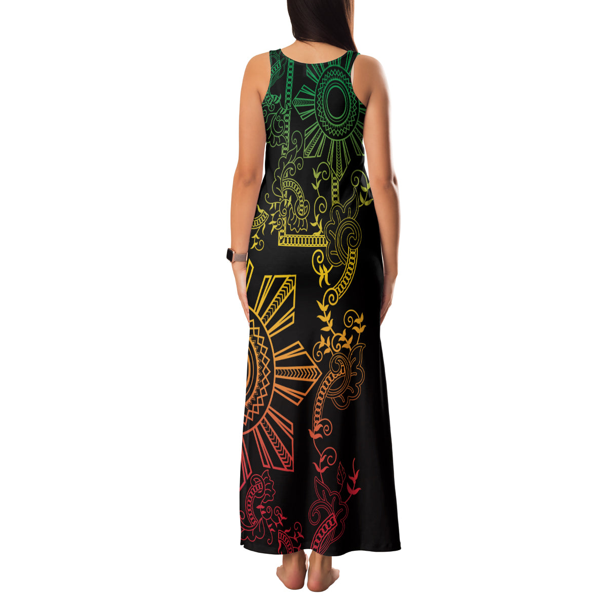 Filipino Sun Tribal Tattoo Family Matching Tank Maxi Dress and Hawaiian Shirt Philippines Inspired Barong Reggae Art LT9 - Polynesian Pride