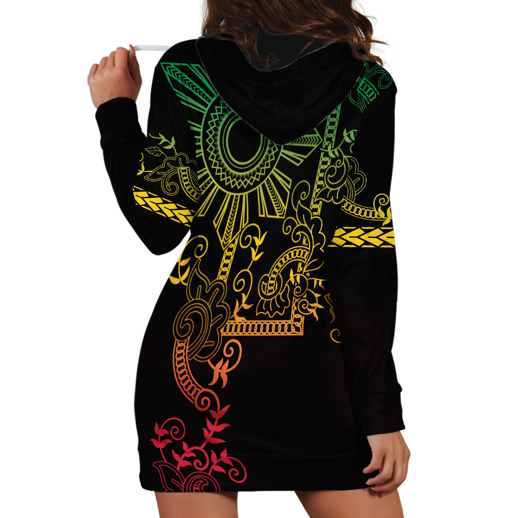 Filipino Sun Tribal Tattoo Hoodie Dress Philippines Inspired Barong Reggae Art LT9 - Polynesian Pride