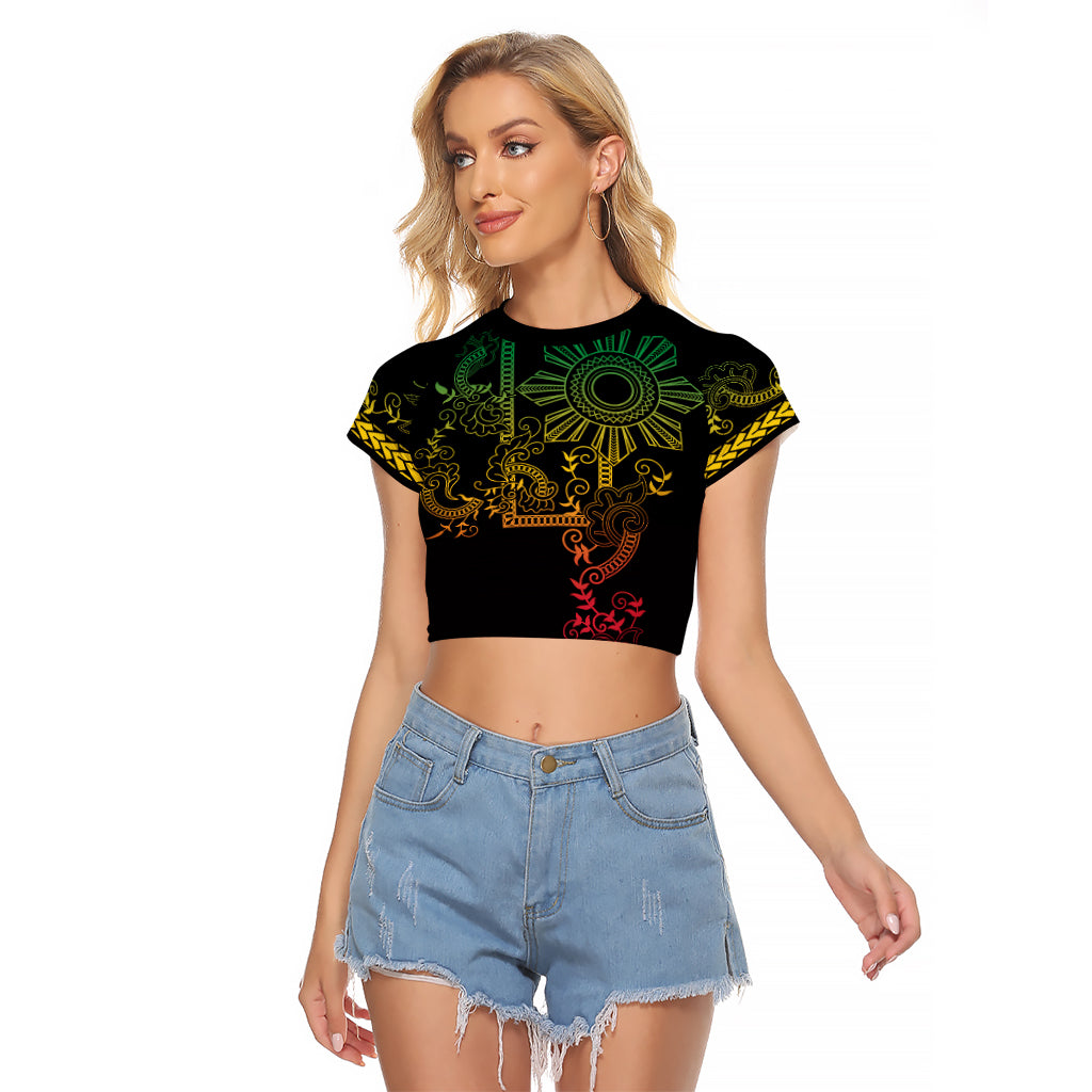 Filipino Sun Tribal Tattoo Raglan Cropped T Shirt Philippines Inspired Barong Reggae Art