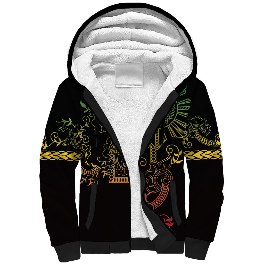 Filipino Sun Tribal Tattoo Sherpa Hoodie Philippines Inspired Barong Reggae Art