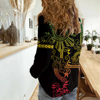 Filipino Sun Tribal Tattoo Women Casual Shirt Philippines Inspired Barong Reggae Art LT9 - Polynesian Pride